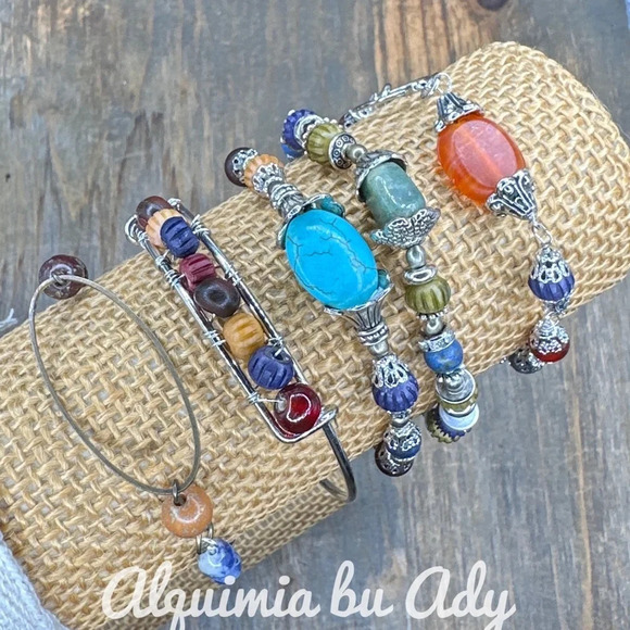 Sodalite handmade charms adjustable rosary link chain bracelet western rodeo - Picture 4 of 10